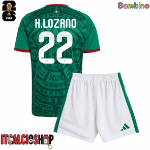 Messico Hirving Lozano #22 Prima Maglia Bambino Mondiali 2026 Manica Corta (+ Pantaloni corti)
